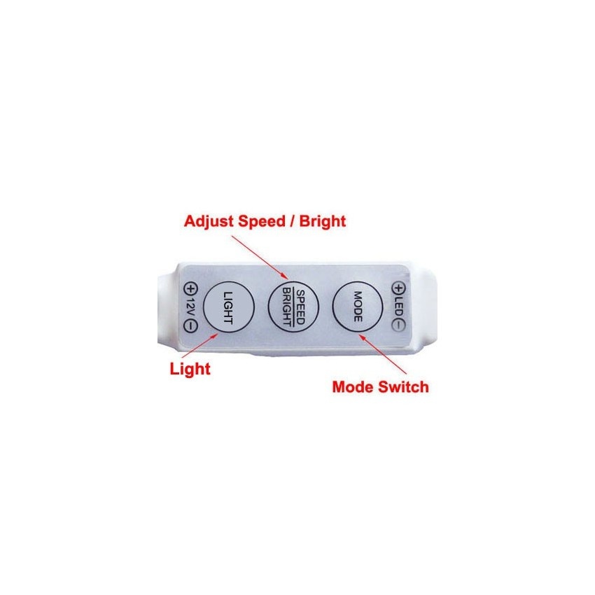 Led Strip druk dimmer voor enkelkleurige led strip 12V -24V, foto 2 van 4