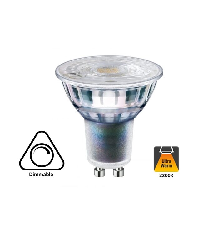 GU10 LED Spot 5,5w, 450 Lumen, 2200K Flame, Glas, Dimbaar 2 Jaar Garantie