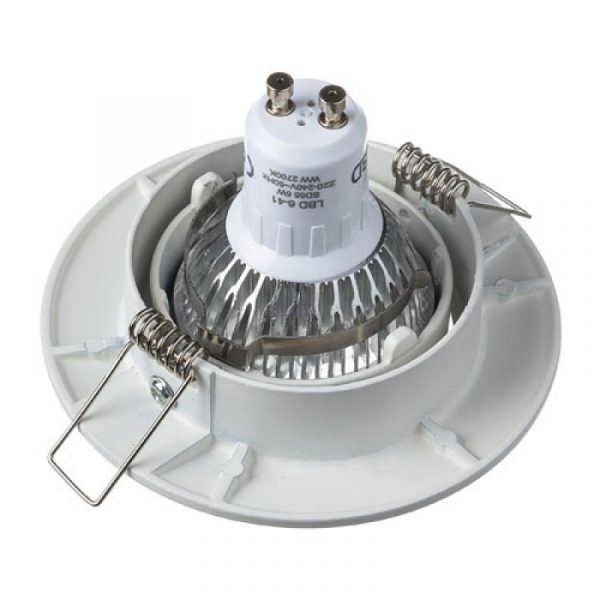 Led Spot Armatuur Staal, Verdiept, Kantelbaar, IP20, Kliksysteem. Zaagmaat 72mm, foto 4 van 4