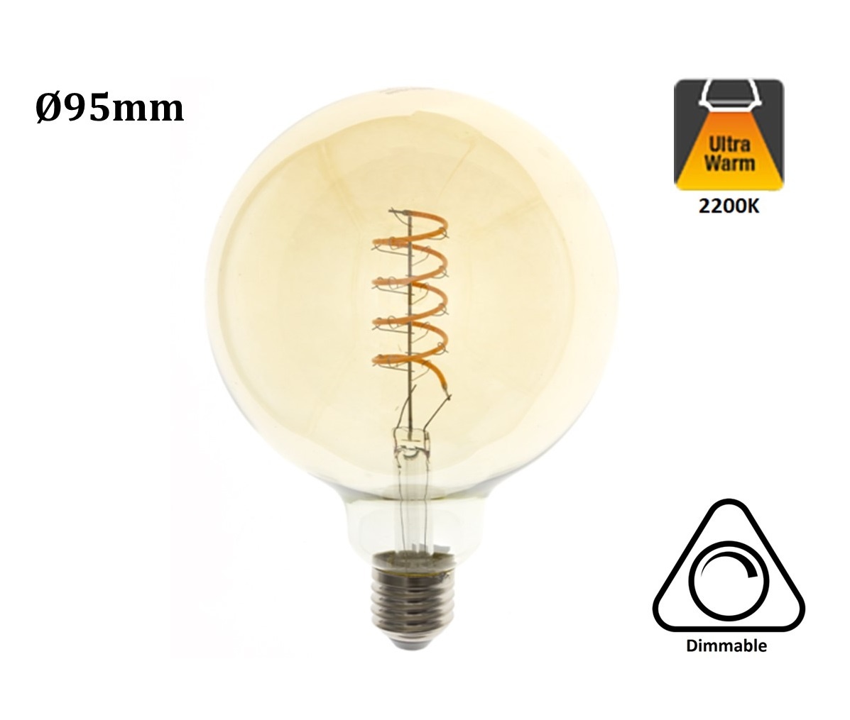 E27 Edison Lamp | Globe 95 | | 2 Jaar Garantie - Groothandelinled.nl