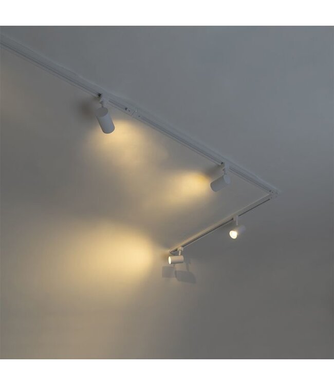 1 Fase Rail 2 wire - Wit - Incl. Voeding en Eindkap - Tot 3 Meter leverbaar