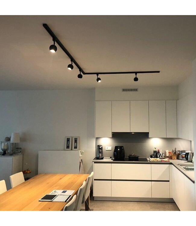 1 Fase Rail 2 wire - Zwart - Incl. Voeding en Eindkap - Tot 3 Meter leverbaar