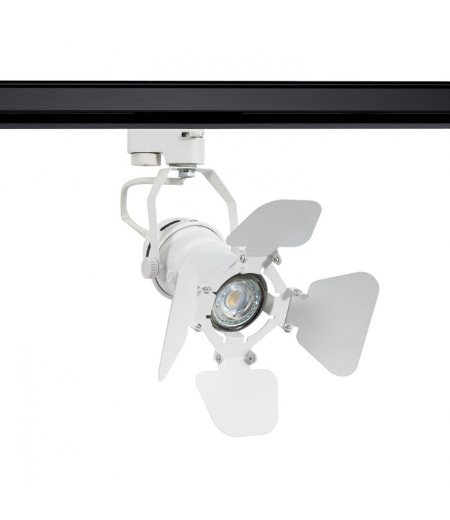 3 Fase Rail armatuur SpotLight met GU10 Fitting, Witkleurige behuizing