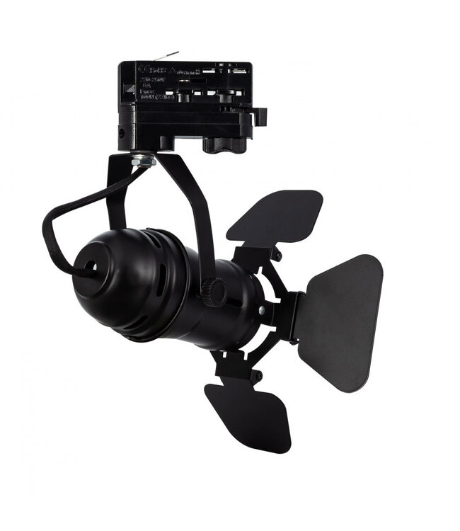 3 Fase Rail armatuur SpotLight met GU10 Fitting, Zwartkleurige behuizing