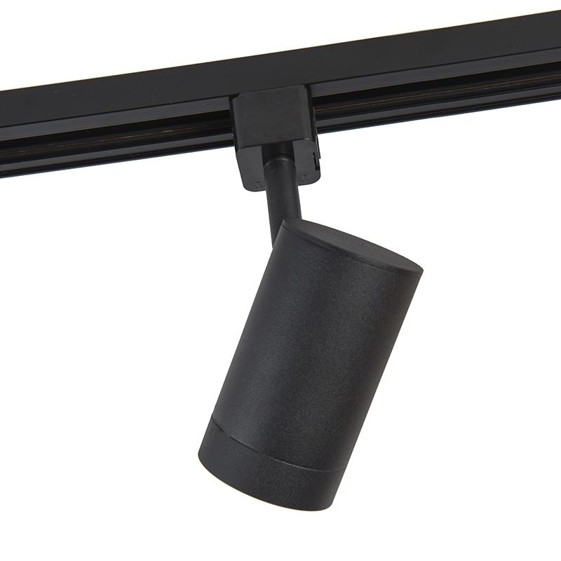 1 Fase Rail armatuur Jen met GU10 Fitting , Zwartkleurige behuizing, foto 3 van 5