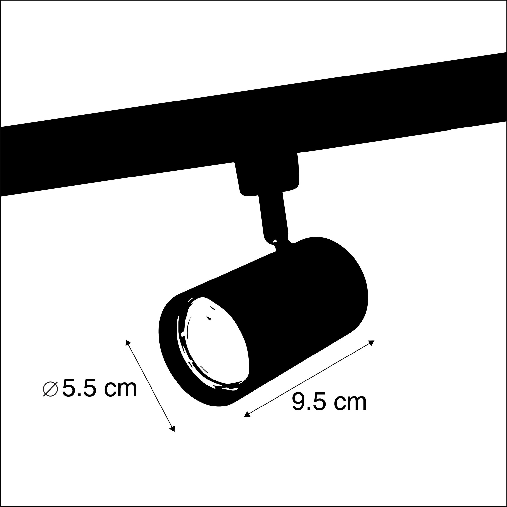1 Fase Rail armatuur Jen met GU10 Fitting , Zwartkleurige behuizing, foto 4 van 5