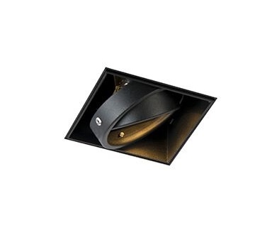 Trimless Inbouw Spot Armatuur, gatmaat 89x89mm, Zwart, incl. Stucrand (1x GU10 50mm spot), foto 2 van 6