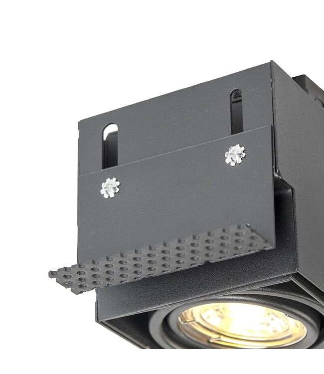 Trimless Inbouw Spot Armatuur, gatmaat 89x89mm, Zwart, incl. Stucrand (1x GU10 50mm spot)