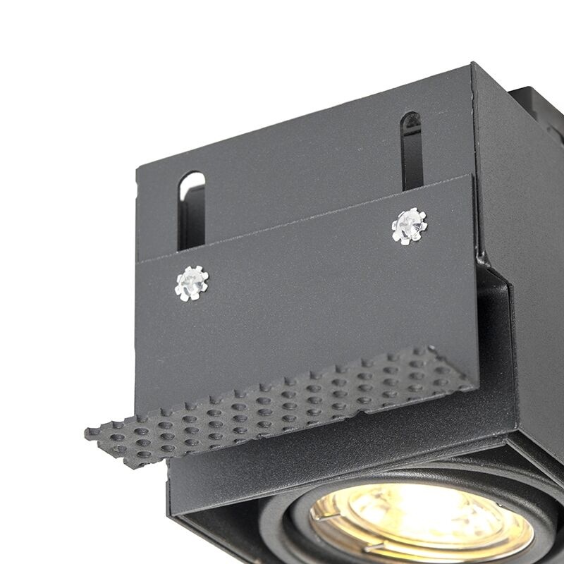 Trimless Inbouw Spot Armatuur, gatmaat 89x89mm, Zwart, incl. Stucrand (1x GU10 50mm spot), foto 4 van 6