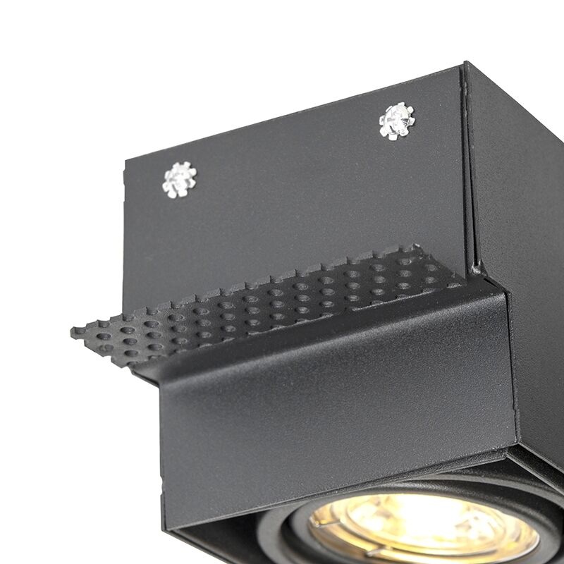 Trimless Inbouw Spot Armatuur, gatmaat 89x89mm, Zwart, incl. Stucrand (1x GU10 50mm spot), foto 6 van 6