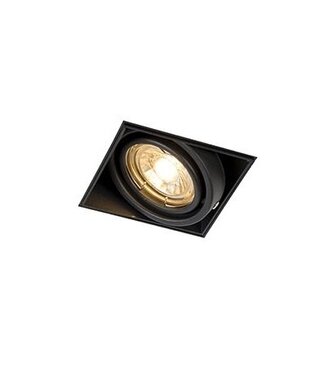 Trimless Inbouw Spot Armatuur, gatmaat 89x89mm, Zwart, incl. Stucrand (1x GU10 50mm spot)