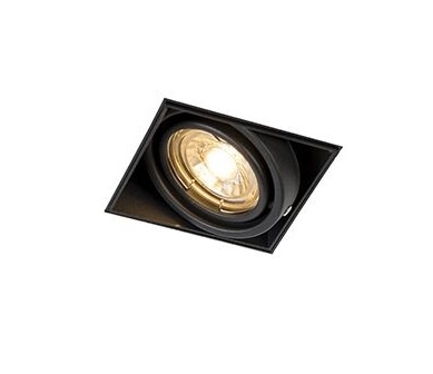 Trimless Inbouw Spot Armatuur, gatmaat 89x89mm, Zwart, incl. Stucrand (1x GU10 50mm spot)