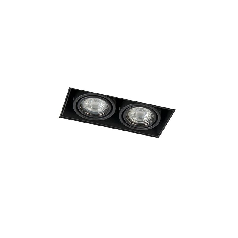 Trimless Inbouw Spot Armatuur, gatmaat 189x89mm, Zwart, incl. Stucrand (2x GU10 50mm spot), foto 3 van 6