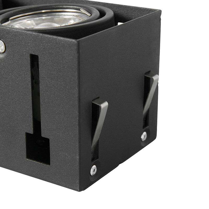 Trimless Inbouw Spot Armatuur, gatmaat 189x89mm, Zwart, incl. Stucrand (2x GU10 50mm spot), foto 6 van 6