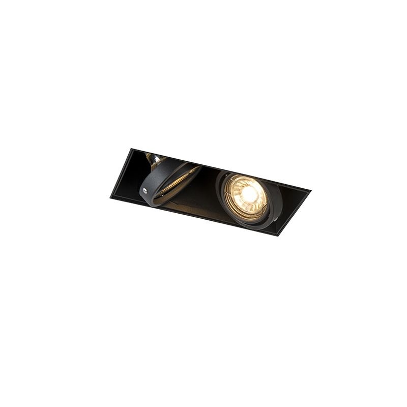 Trimless Inbouw Spot Armatuur, gatmaat 189x89mm, Zwart, incl. Stucrand (2x GU10 50mm spot), foto 2 van 6