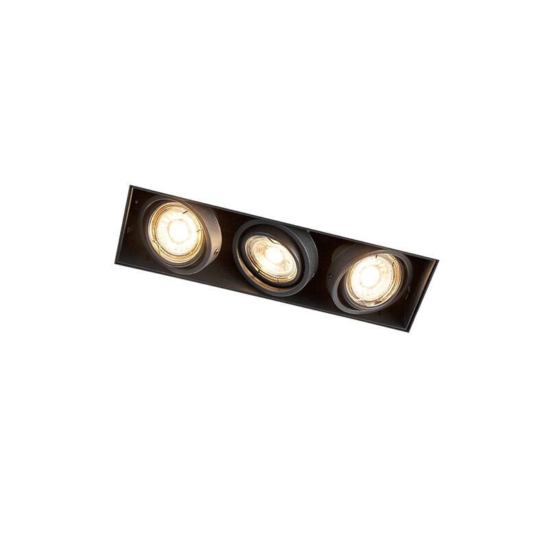 Trimless Inbouw Spot Armatuur, gatmaat 270x89mm, Zwart, incl. Stucrand (3x GU10 50mm spot), foto 3 van 6
