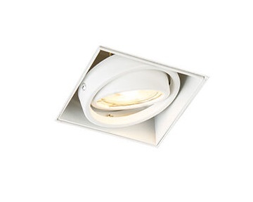 Trimless Inbouw Spot Armatuur, gatmaat 89x89mm, Wit, incl. Stucrand (1x GU10 50mm spot)