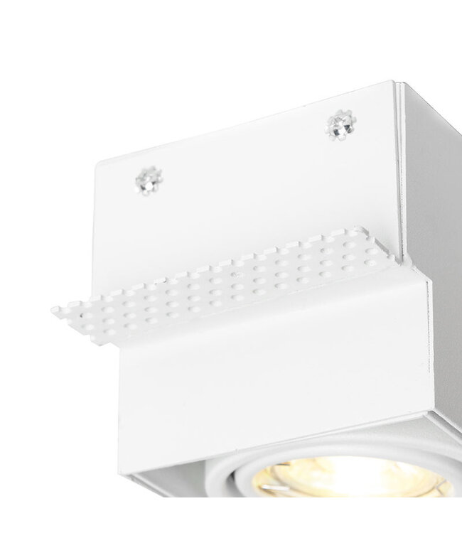 Trimless Inbouw Spot Armatuur, gatmaat 89x89mm, Wit, incl. Stucrand (1x GU10 50mm spot)