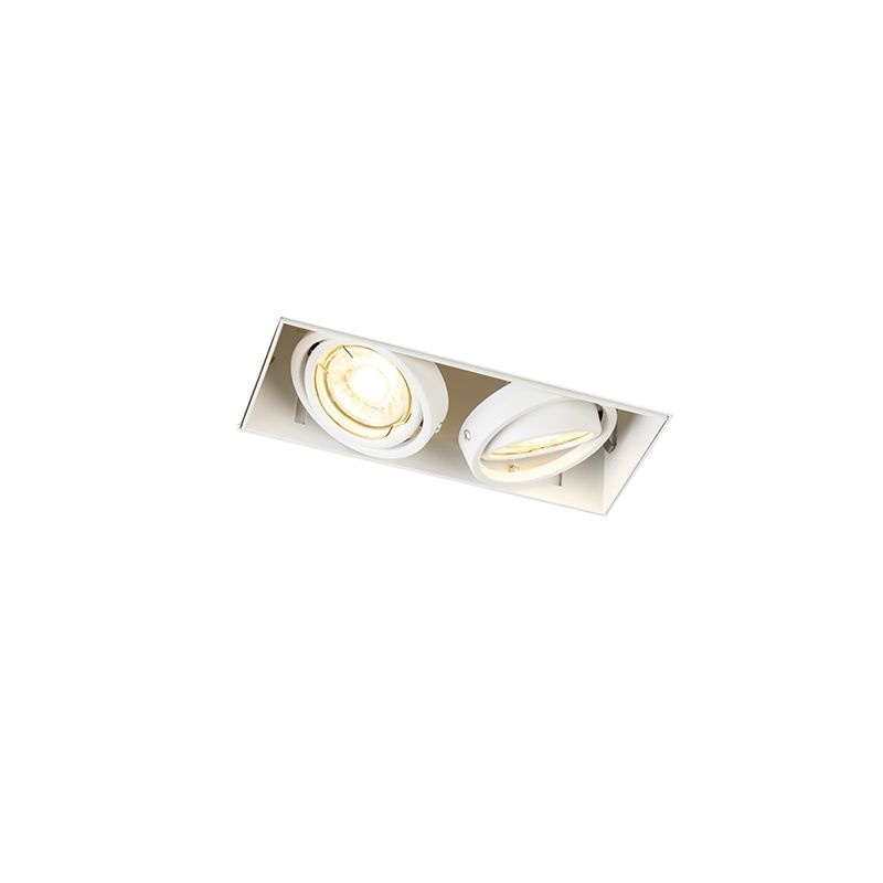 Trimless Inbouw Spot Armatuur, gatmaat 189x89mm, Wit, incl. Stucrand (2x GU10 50mm spot), foto 2 van 6