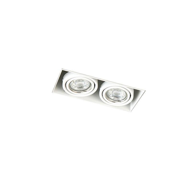 Trimless Inbouw Spot Armatuur, gatmaat 189x89mm, Wit, incl. Stucrand (2x GU10 50mm spot), foto 3 van 6