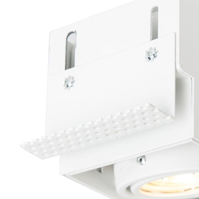 Trimless Inbouw Spot Armatuur, gatmaat 189x89mm, Wit, incl. Stucrand (2x GU10 50mm spot), foto 6 van 6