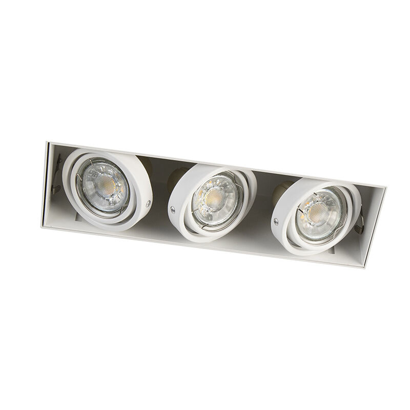 Trimless Inbouw Spot Armatuur, gatmaat 270x89mm, Wit, incl. Stucrand (3x GU10 50mm spot), foto 4 van 6