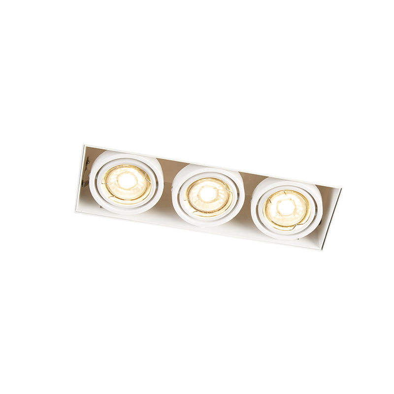 Trimless Inbouw Spot Armatuur, gatmaat 270x89mm, Wit, incl. Stucrand (3x GU10 50mm spot), foto 3 van 6