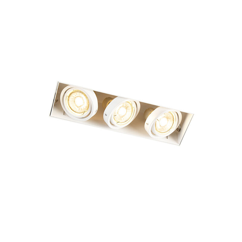 Trimless Inbouw Spot Armatuur, gatmaat 270x89mm, Wit, incl. Stucrand (3x GU10 50mm spot), foto 2 van 6