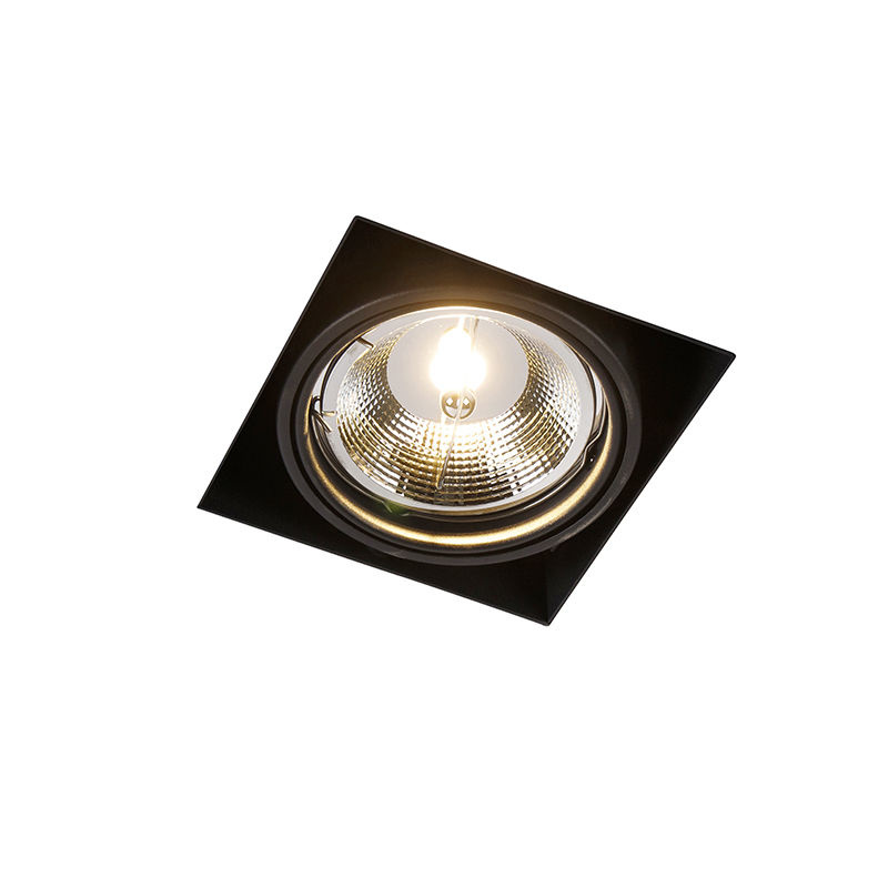 Trimless Inbouw Spot Armatuur, gatmaat 157x157mm, Zwart, incl. Stucrand (1x GU10 AR111 spot), foto 2 van 6