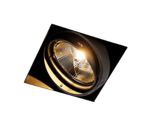 Trimless Inbouw Spot Armatuur, gatmaat 157x157mm, Zwart, incl. Stucrand (1x GU10 AR111 spot)