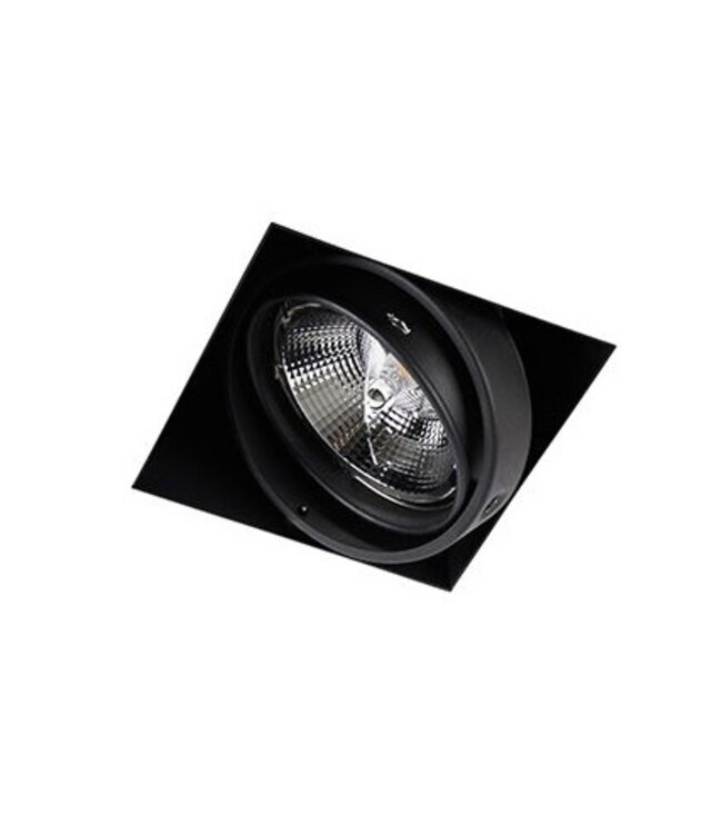 Trimless Inbouw Spot Armatuur, gatmaat 157x157mm, Zwart, incl. Stucrand (1x GU10 AR111 spot)