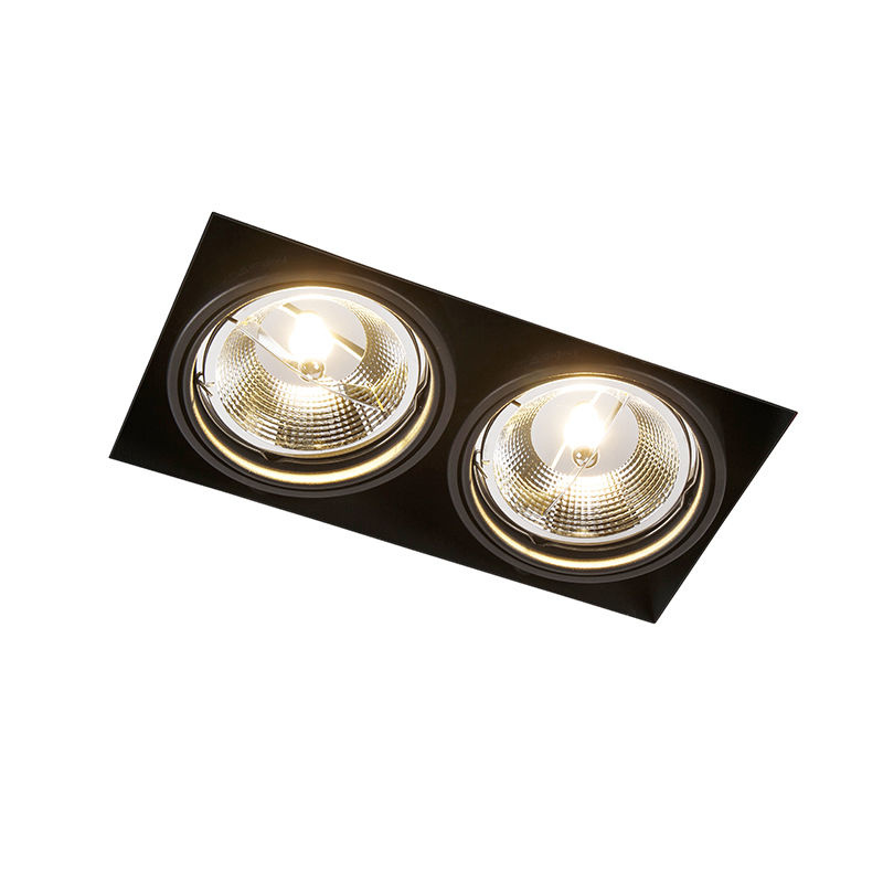 Trimless Inbouw Spot Armatuur, gatmaat 300x157mm, Zwart, incl. Stucrand (2x GU10 AR111 spot), foto 2 van 6