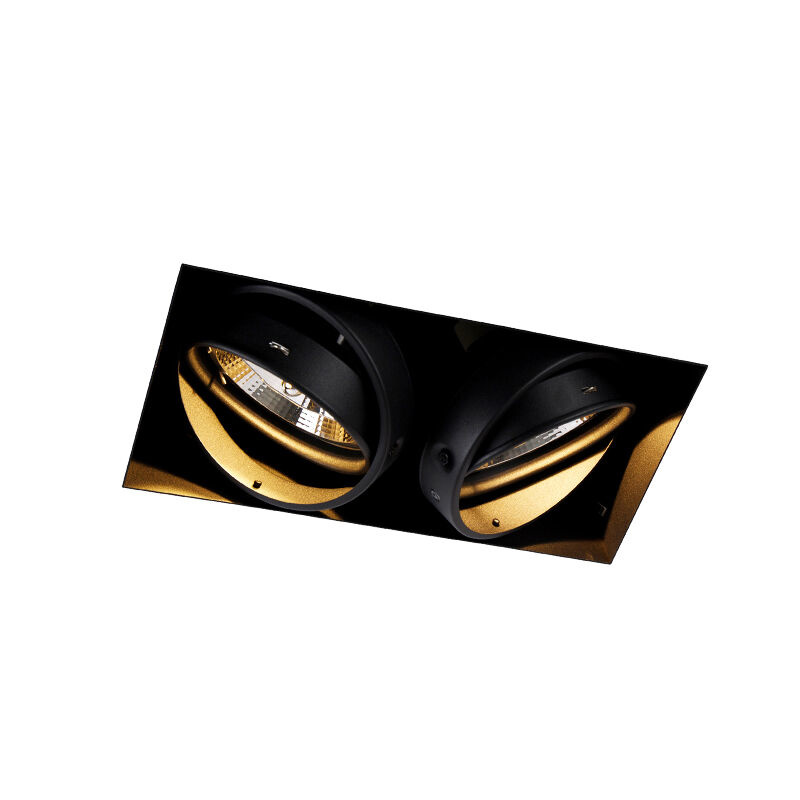 Trimless Inbouw Spot Armatuur, gatmaat 300x157mm, Zwart, incl. Stucrand (2x GU10 AR111 spot)