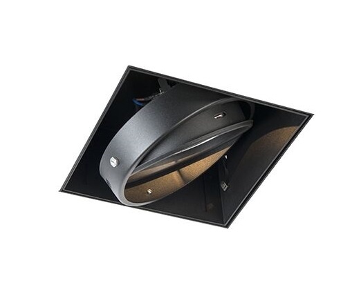 Trimless Inbouw Spot Armatuur, gatmaat 157x157mm, Zwart, incl. Stucrand (1x G53 AR111 spot), foto 2 van 6