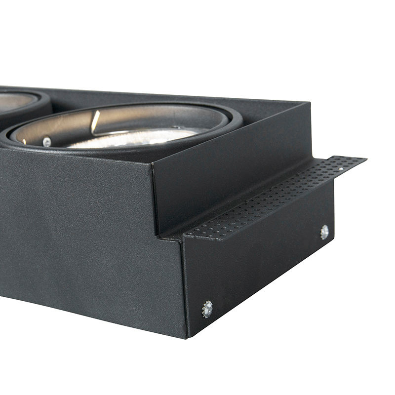 Trimless Inbouw Spot Armatuur, gatmaat 300x157mm, Zwart, incl. Stucrand (2x G53 AR111 spot), foto 5 van 6
