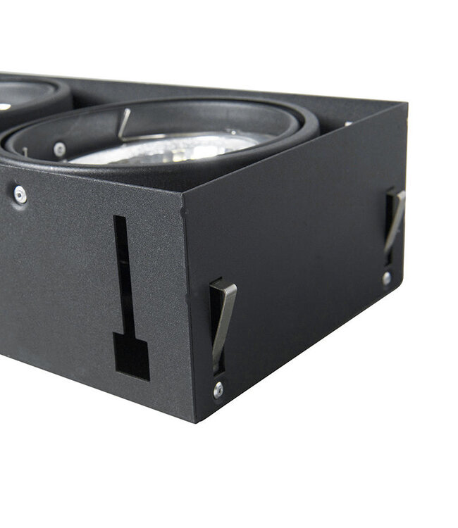 Trimless Inbouw Spot Armatuur, gatmaat 300x157mm, Zwart, incl. Stucrand (2x G53 AR111 spot)