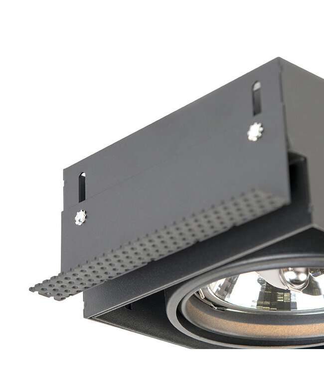 Trimless Inbouw Spot Armatuur, gatmaat 300x157mm, Zwart, incl. Stucrand (2x G53 AR111 spot)