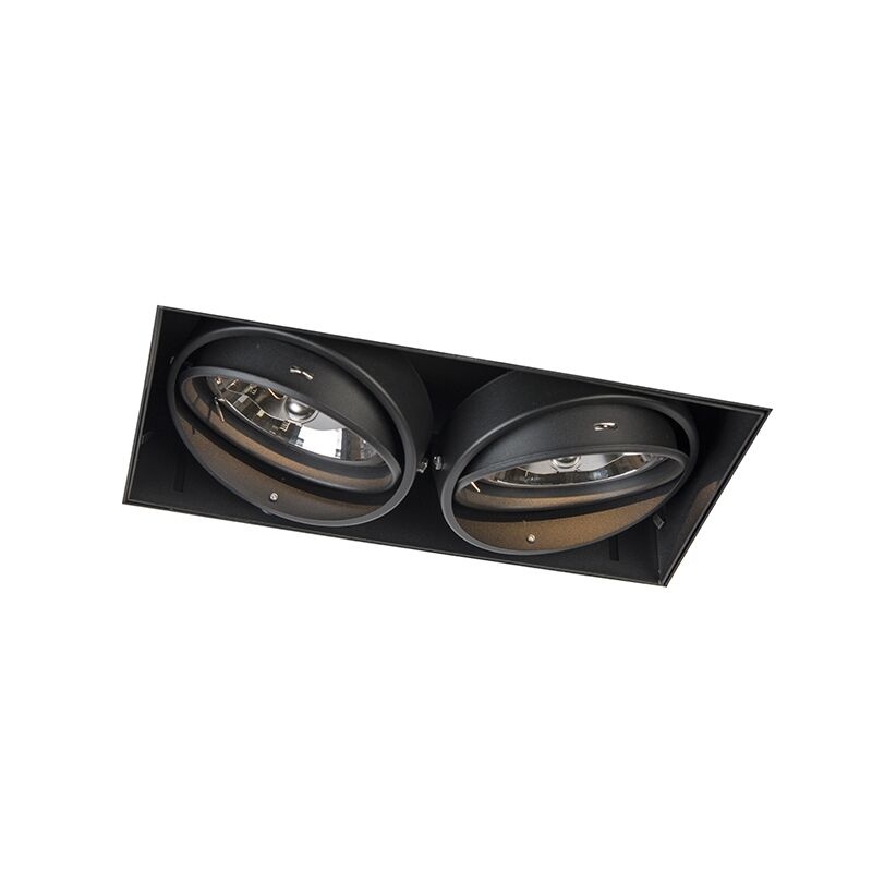 Trimless Inbouw Spot Armatuur, gatmaat 300x157mm, Zwart, incl. Stucrand (2x G53 AR111 spot), foto 2 van 6
