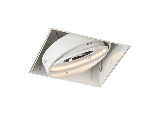 Trimless Inbouw Spot Armatuur, gatmaat 157x157mm, Wit, incl. Stucrand (1x G53 AR111 spot), foto 3 van 6
