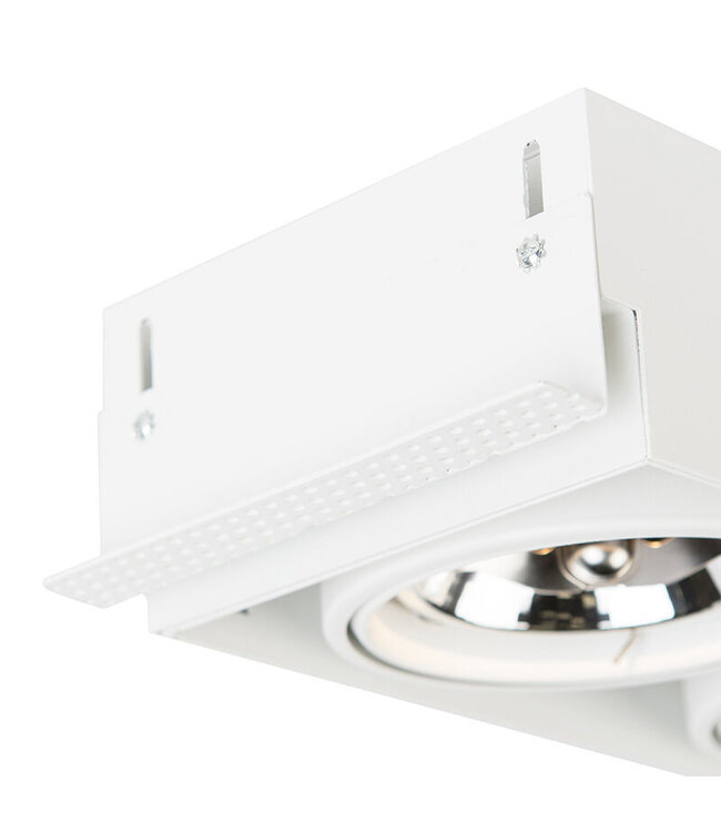 Trimless Inbouw Spot Armatuur, gatmaat 300x157mm, Wit, incl. Stucrand (2x G53 AR111 spot)