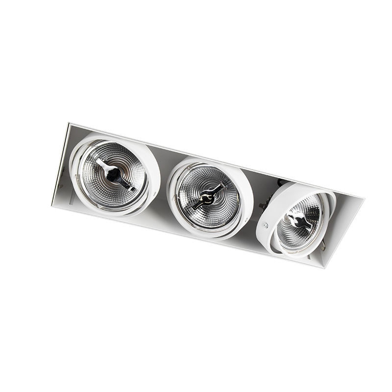 Trimless Inbouw Spot Armatuur, gatmaat 450x157mm, Wit, incl. Stucrand (3x G53 AR111 spot), foto 4 van 6