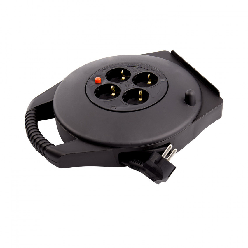 Kabelhaspel 10 meter + 4x Schuko 16A 220-250VAC , Snoerdikte: 3x 1,5mm2, Max: 1100 / 3200W, IP20, inclusief kinderbeveiliging en overspanningsbeveiliging, foto 3 van 4