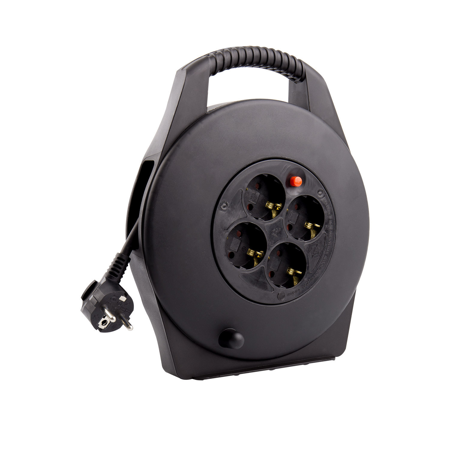 Kabelhaspel 10 meter + 4x Schuko 16A 220-250VAC , Snoerdikte: 3x 1,5mm2, Max: 1100 / 3200W, IP20, inclusief kinderbeveiliging en overspanningsbeveiliging, foto 4 van 4