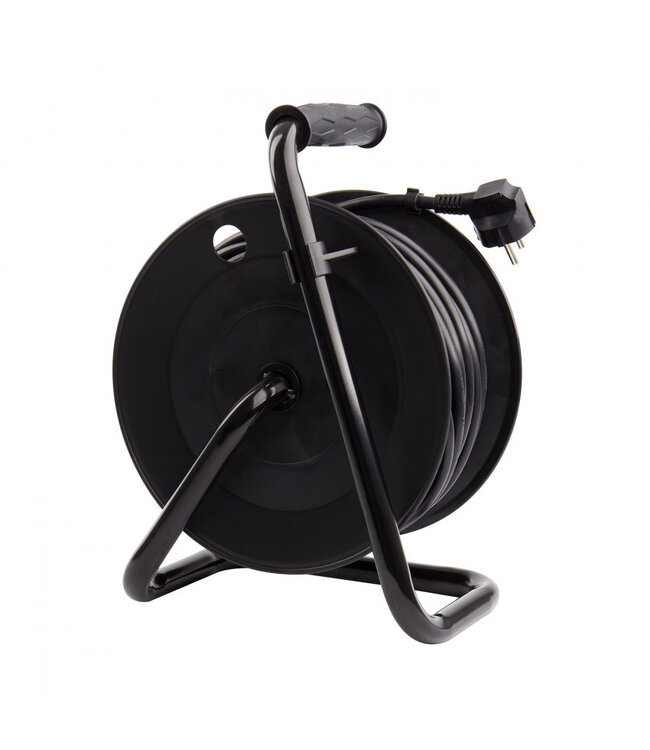 Kabelhaspel 25 meter + 4x Schuko 16A 220-250VAC , Snoerdikte: 3x 1,5mm2, Max: 1100/ 3200W, IP20, inclusief kinderbeveiliging en overspanningsbeveiliging