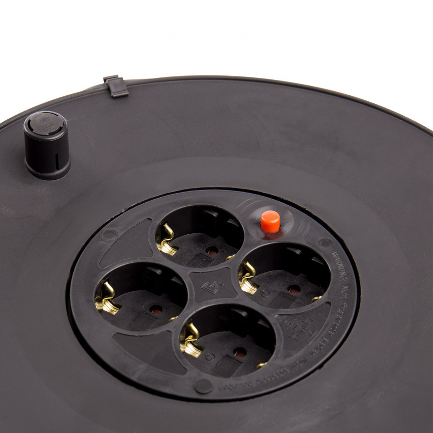 Kabelhaspel 25 meter + 4x Schuko 16A 220-250VAC , Snoerdikte: 3x 1,5mm2, Max: 1100/ 3200W, IP20, inclusief kinderbeveiliging en overspanningsbeveiliging, foto 5 van 6