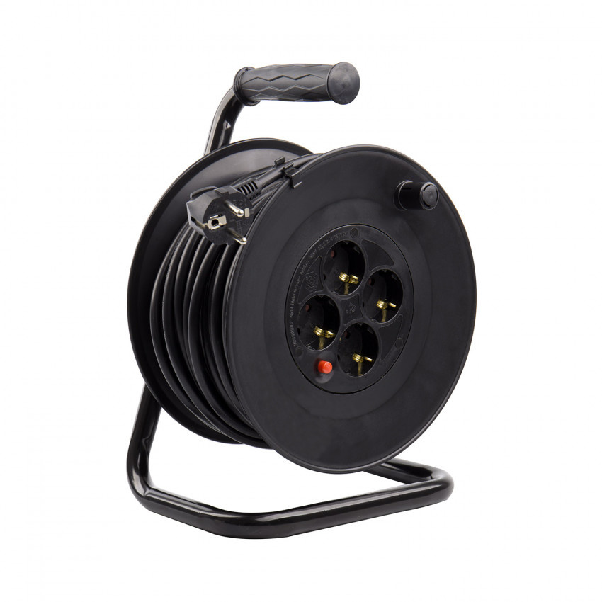 Kabelhaspel 50 meter + 4x Schuko 16A 220-250VAC , Snoerdikte: 3x 1,5mm2, Max: 1100/ 3200W, IP20, inclusief kinderbeveiliging en overspanningsbeveiliging, foto 5 van 6