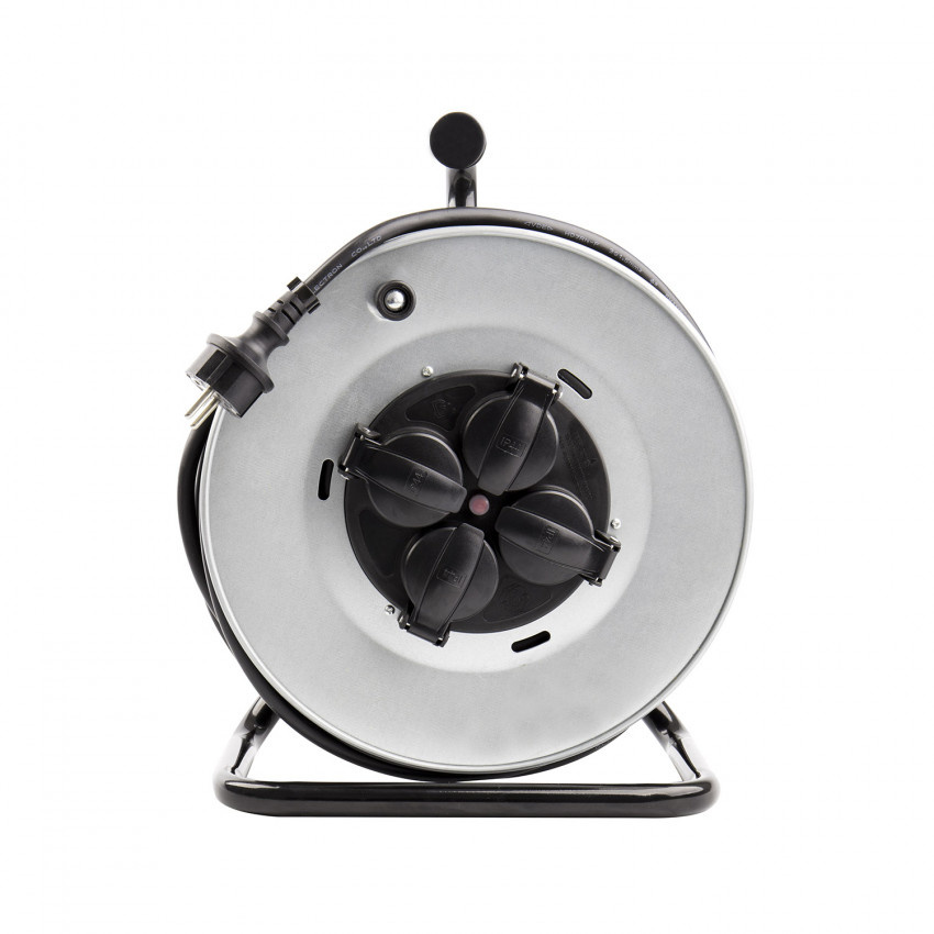 Kabelhaspel 50 meter + 4x Schuko 16A 220-250VAC , Snoerdikte: 3x 1,5mm2, Max: 1100/ 3200W, IP44 (Spatwaterbestendig), inclusief kinderbeveiliging en overspanningsbeveiliging, foto 5 van 6