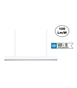 Led Linear Lamp 120cm met <UGR19 Diffuser, 40w, 4000 Lumen (100lm/w), Witkleurige Behuizing, (Optioneel Dimbaar), 3 Jaar Garantie