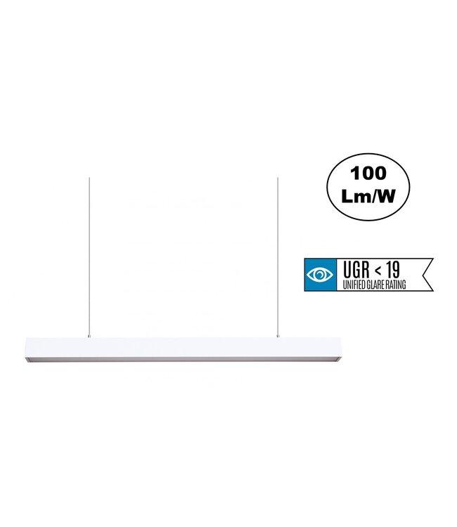 Led Linear Lamp 120cm met <UGR19 Diffuser, 40w, 4000 Lumen (100lm/w), Witkleurige Behuizing, (Optioneel Dimbaar), 3 Jaar Garantie