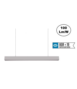 Led Linear Lamp 120cm met <UGR19 Diffuser, 40w, 4000 Lumen (100lm/w), Zilverkleurige Behuizing, (Optioneel DImbaar), 3 Jaar Garantie